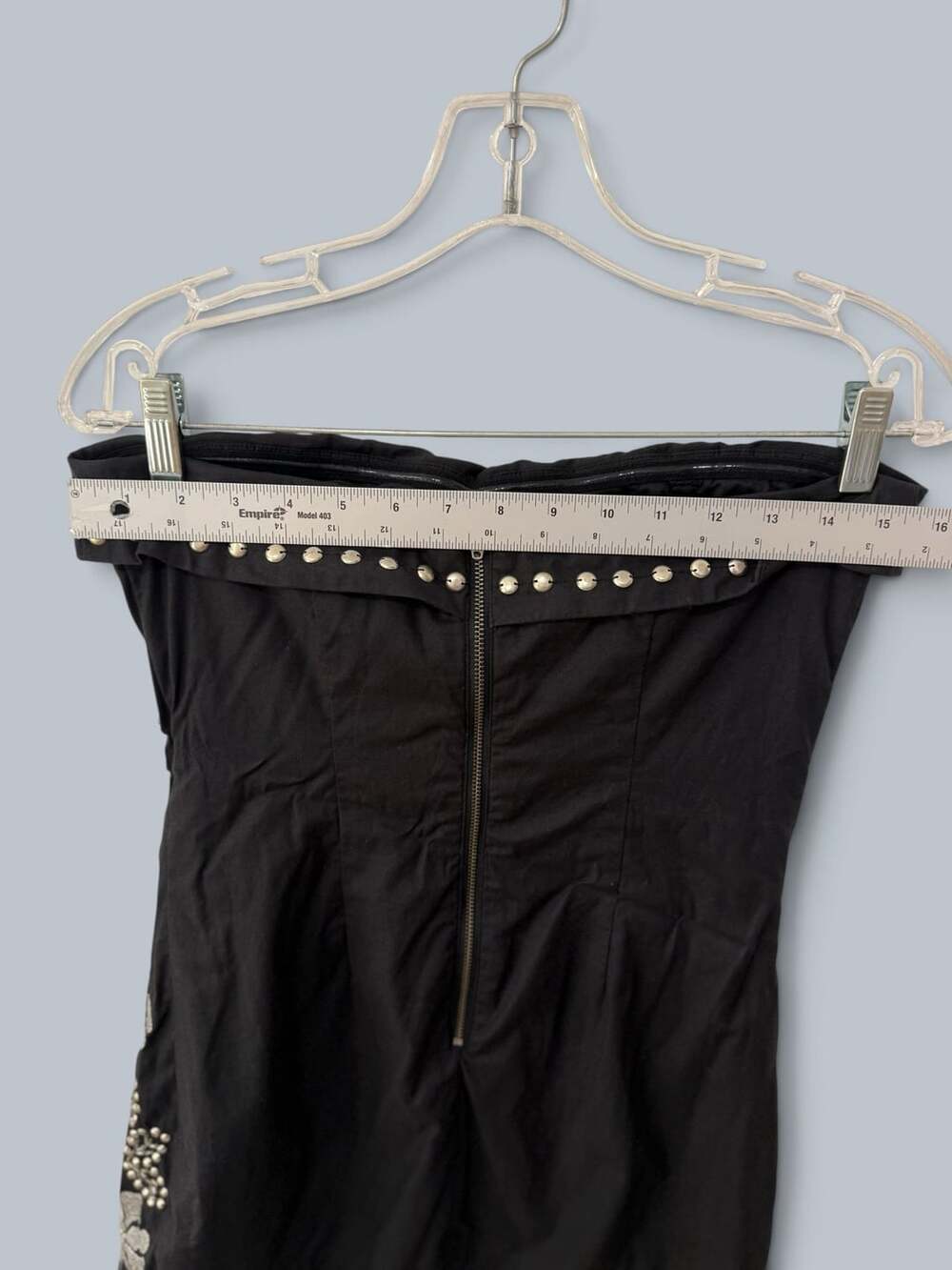 Free People Black Studded Floral Embroidered Strapless Mini Dress 248$ - Picture 6 of 10